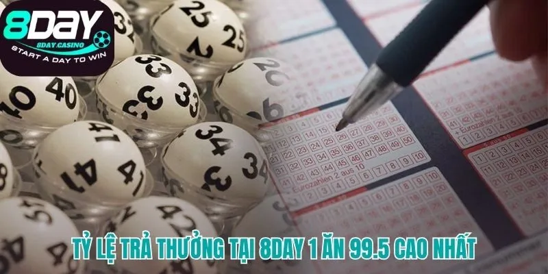 Xổ số 8DAY với tỷ lệ thưởng 1 ăn 99.5 cao vượt trội
